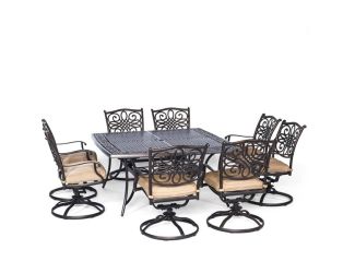 Traditions 9-Piece Dining Set in Tan with Large 60 In. Square Cast-Top Dining Table