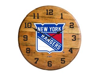 New York Rangers Oak Barrel Clock