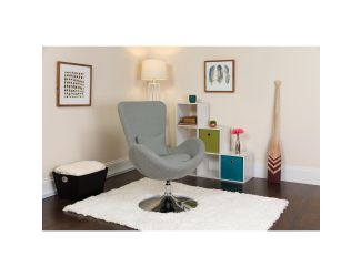 Light Gray Fabric Side Reception Chair with Bowed Seat - Guest Seating