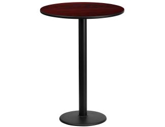 24" Round Mahogany Laminate Table Top with 18" Round Bar Height Table Base