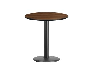 24" Round Walnut Laminate Table Top with 18" Round Table Height Base