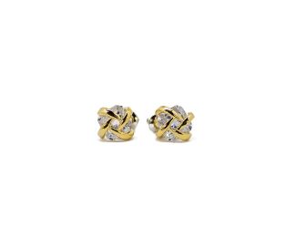 Gold Wrapped Cushion CZ Earrings