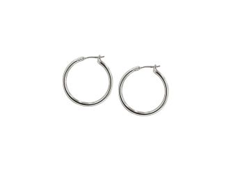 Hoop Earrings - Small-Rhodium, 1.0" - Light Weight. Made in America