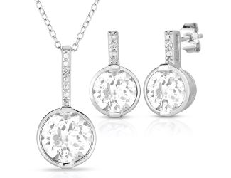 White Topaz and Diamond Earrings and Necklace Set
