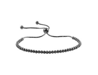 PARIKHS Black Rhodium Plated Beaded Lariat Bracelet in 925 Sterling Silver