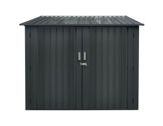 Galvanized Steel Bicycle Storage Shed with Twist Lock and Key for up to 4 Bikes, Dark Gray