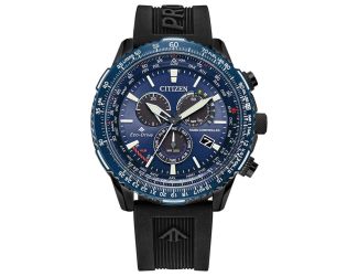 Men's Eco-Drive 0 Black Polyurethane Strap Watch Blue dial