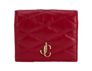 Jimmy Choo Farone Raspberry Red Leather Card Case Folding Wallet