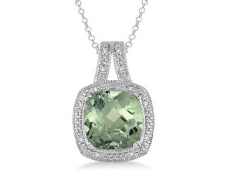 Green Amethyst & Diamond Necklace