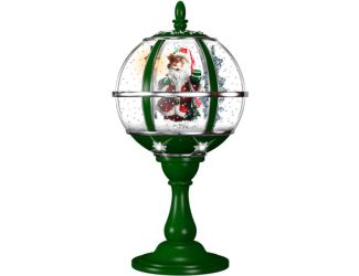 23-In. Tabletop Musical Snow Globe with Santa Scene, Cascading Snow, and Christmas Carols, Green