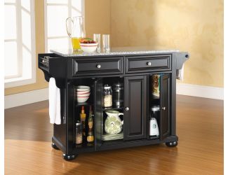 Alexandria Grey Granite Top Kitchen Island (Black)