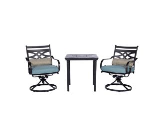 Montclair 3-Piece Bistro Dining Set in Ocean Blue with 2 Swivel Rockers and a 27-In.Square Table