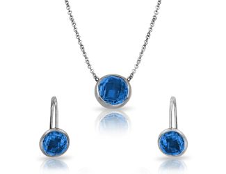 PARIKHS Rhodium Plated CZ and Amethyst Round February Birthstone Set in 925 Sterling Silver