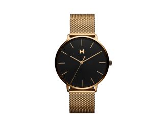 Mens Legacy Slim Lion Gold Stainless Steel Mesh Watch Black Dial