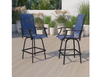 Outdoor Stool - 30 inch Patio Bar Stool / Garden Chair, Navy (Set of 2)