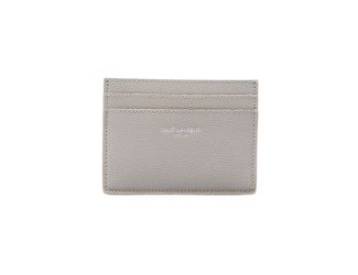 Saint Laurent Grey Grain de Poudre Leather Credit Card Case Wallet