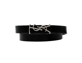 Saint Laurent Monogram Black Leather Bracelet