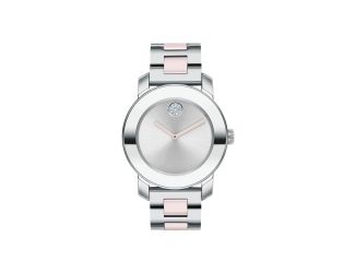 Ladies BOLD Ceramic Silver & Blush Stainless Steel Watch Silver Dial