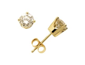 14k Yellow Gold Diamond Solitaire Earrings .10twt