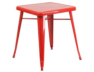 23.75" Square Red Metal Indoor-Outdoor Table