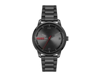 Men's Stamp Black Ion-Plated Stainless Steel Watch Black Dial