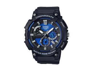 Mens Classic Chronograph Analog Resin Watch Blue & Black Dial