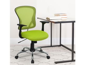 Mid-Back Green Mesh Swivel Task Office Chair with Chrome Base and Arms