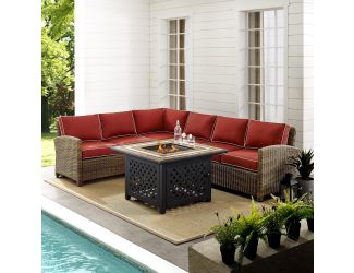 Bradenton 5-Piece Outdoor Wicker Seating Set With Sangria Cushions