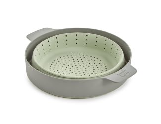 Leo Balance 2-In-1 Steamer & Strainer, 10", Sage & Moonmist