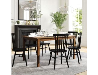 Solid Wood 60 Inch Commercial Grade Dining Table for 4 in Brown Matte Finish