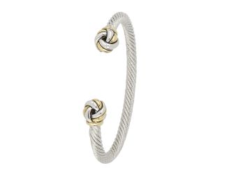 Infinity Knot Two Tone Ends Wire Cuff Bracelet. 7" long