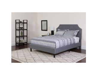 King Size Arched Tufted Lt Gray Fabric Platform Bed with Pocket Spring Mattress
