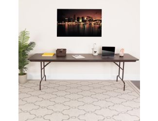 8-Foot Mahogany Melamine Laminate Folding Banquet & Catering Table