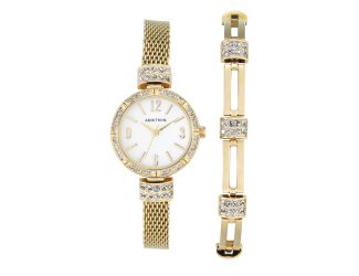 Women's Swarovski Crystal Accented Watch and Bracelet Set - Gold