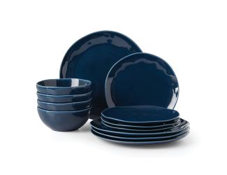 Bay Colors 12pc Dinnerware Set Blue Glaze