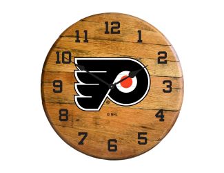 Philadelphia Flyers Oak Barrel Clock