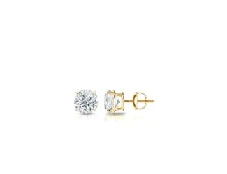 Bright White Round Lab Grown Diamond Screwback Stud in 14K Yellow Gold 0.10ct,Color-FG,Clarity-VS SI
