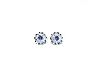 Flowering Hearts Stud Earrings in Purple