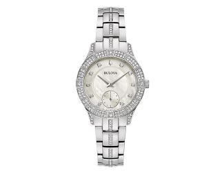 Ladies Phantom Silver Crystal Watch White Mother-of-Pearl Dial