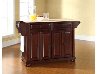 Alexandria Natural Wood Top Kitchen Island in Vintage Mahogany Finish