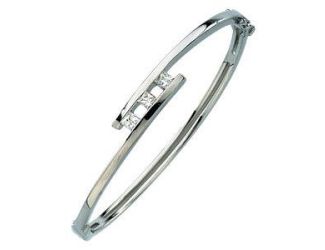 14K White 5/8 CTW Diamond Bangle Bracelet