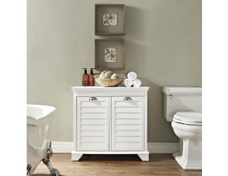 Lydia Linen Hamper In White