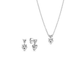 Sparkling Double Heart Jewelry Set