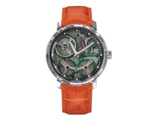 Men's Spaceview 2020 Electrostatic Orange Alligator Strap Smoke Gray Dial