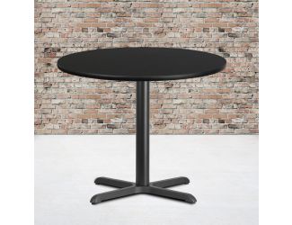 36" Round Black Laminate Table Top with 30" x 30" Table Height Base
