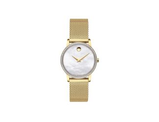 Ladies Museum Classic Gold-Tone Diamond Mesh Watch Mother-of-Pearl Dial