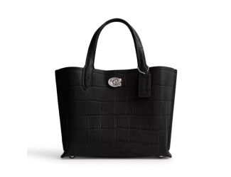 Embossed Croc Willow Tote 24 - Black Multi/Silver