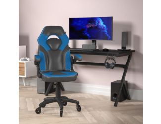 Office Gaming Chair with Skater Wheels & Flip Up Arms - Purple LeatherSoft