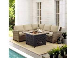 Bradenton 4-Piece Outdoor Wicker Seating Set With Sand Cushions