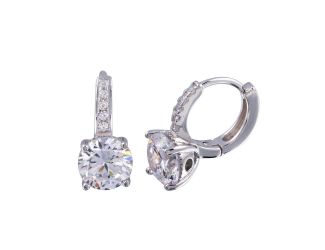 PARIKHS Rhodium Plated Round CZ Huggie Earring in 925 Sterling Silver - 7MM